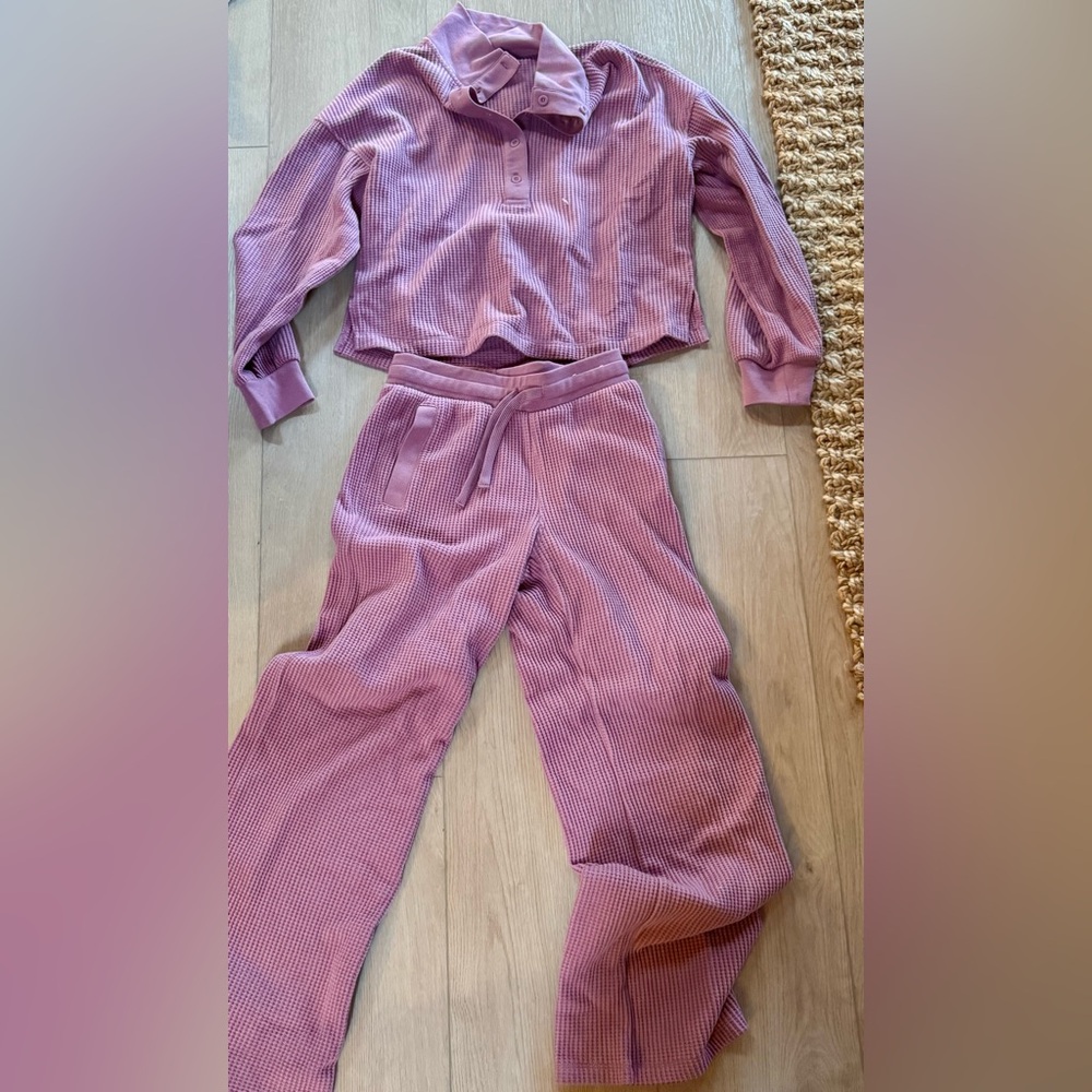 Auden Women’s Mauve Cotton Blend Waffle Lounge Set XS